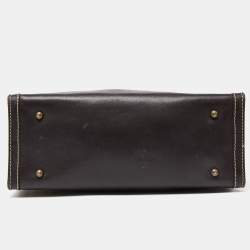 Pre Owned CH Carolina Herrera Beige/Brown Monogram Canvas and Leather Tote