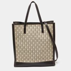 Pre Owned CH Carolina Herrera Beige/Brown Monogram Canvas and Leather Tote