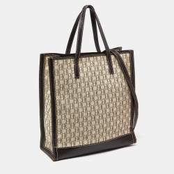 Pre Owned CH Carolina Herrera Beige/Brown Monogram Canvas and Leather Tote