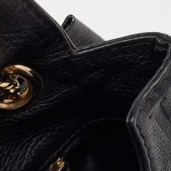 Pre Owned حقيبة كتف كارولينا هيريرا أودري جلد منقوش مونوغرامي أسود بقلاب مزينة فيونكة