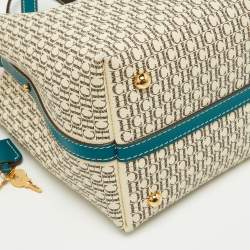 CH Carolina Herrera Tri Color Signature Coated Canvas and Leather Matryoshka Padlock Tote