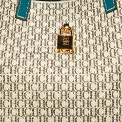 CH Carolina Herrera Tri Color Signature Coated Canvas and Leather Matryoshka Padlock Tote