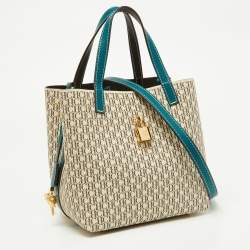 CH Carolina Herrera Tri Color Signature Coated Canvas and Leather Matryoshka Padlock Tote