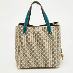 CH Carolina Herrera Tri Color Signature Coated Canvas and Leather Matryoshka Padlock Tote