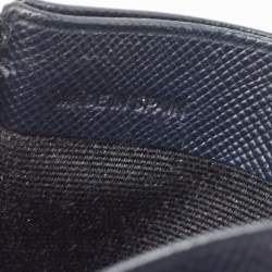Pre Owned CH Carolina Herrera Dark Blue Monogram Embossed Leather Card Holder