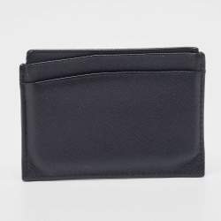 Pre Owned CH Carolina Herrera Dark Blue Monogram Embossed Leather Card Holder