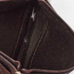 Pre Owned CH Carolina Herrera Dark Brown Monogram Leather Card Holder 