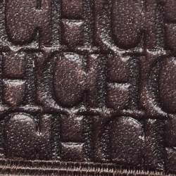Pre Owned CH Carolina Herrera Dark Brown Monogram Leather Card Holder 