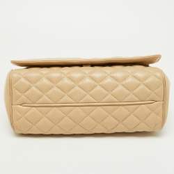 مملوكة مسبقًا CH Carolina Herrera Beige Quilted Leather Chain Flap Shoulder Bag