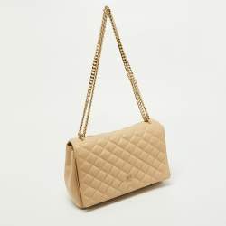 مملوكة مسبقًا CH Carolina Herrera Beige Quilted Leather Chain Flap Shoulder Bag