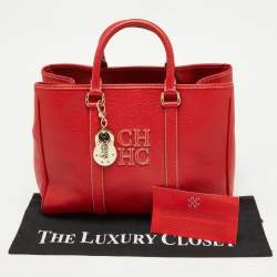 Pre Owned CH Carolina Herrera Red Leather Matteo Tote