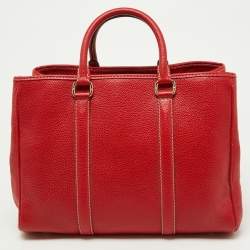Pre Owned CH Carolina Herrera Red Leather Matteo Tote