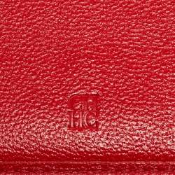 Pre Owned CH Carolina Herrera Red Monogram Embossed Leather Trifold Continental Wallet