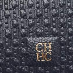 Pre Owned CH Carolina Herrera Blue Monogram Leather Coin Purse