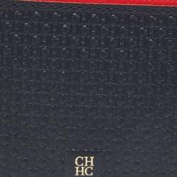 Pre Owned CH Carolina Herrera Blue Monogram Leather Coin Purse
