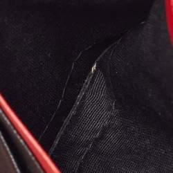 Pre Owned CH Carolina Herrera Black/Red Monogram Perforated Leather Card Holder