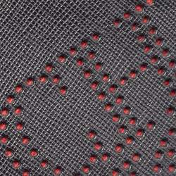 Pre Owned CH Carolina Herrera Black/Red Monogram Perforated Leather Card Holder