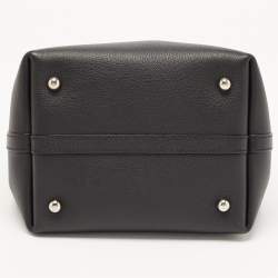 Pre Owned CH Carolina Herrera Black Leather Small Matryoshka Locked Tote