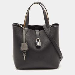 Pre Owned CH Carolina Herrera Black Leather Small Matryoshka Locked Tote