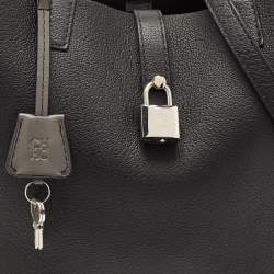 Pre Owned CH Carolina Herrera Black Leather Small Matryoshka Locked Tote