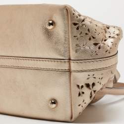 Pre Owned Carolina Herrera Gold Butterfly Cut Leather Tote