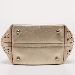 Pre Owned Carolina Herrera Gold Butterfly Cut Leather Tote