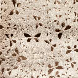 Pre Owned Carolina Herrera Gold Butterfly Cut Leather Tote