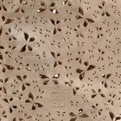 Pre Owned Carolina Herrera Gold Butterfly Cut Leather Tote