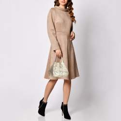 Pre Owned Carolina Herrera Gold Butterfly Cut Leather Tote