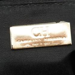 مملوكة مسبقًا CH Carolina Herrera Black Embossed Leather Bow Shoulder Bag