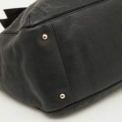 مملوكة مسبقًا CH Carolina Herrera Black Embossed Leather Bow Shoulder Bag