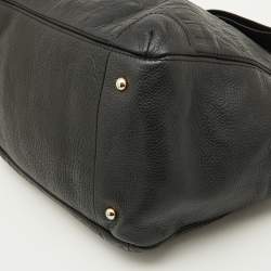 مملوكة مسبقًا CH Carolina Herrera Black Embossed Leather Bow Shoulder Bag