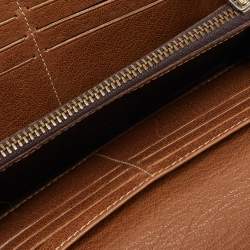 Pre Owned CH Carolina Herrera Brown Leather Monogram Continental Wallet