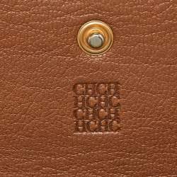 Pre Owned CH Carolina Herrera Brown Leather Monogram Continental Wallet