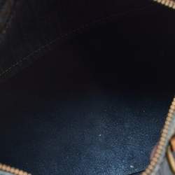 Pre Owned CH Carolina Herrera Dark Blue Monogram Embossed Leather Andy Boston Bag