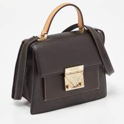 Pre Owned CH Carolina Herrera Brown Monogram Coated Canvas and Leather Top Handle Bag