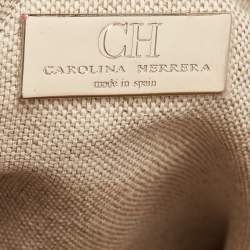 Pre Owned CH Carolina Herrera Red Leather Metal Bar Flap Top Handle Bag