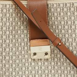 Pre Owned CH Carolina Herrera Tricolor Monogram Canvas and Leather Matryoshka Locked Bucket Bag