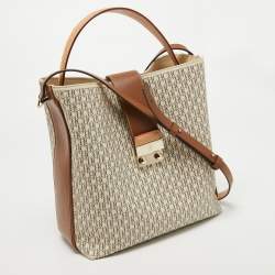 Pre Owned CH Carolina Herrera Tricolor Monogram Canvas and Leather Matryoshka Locked Bucket Bag