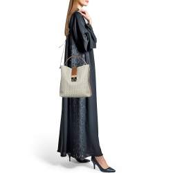 Pre Owned CH Carolina Herrera Tricolor Monogram Canvas and Leather Matryoshka Locked Bucket Bag