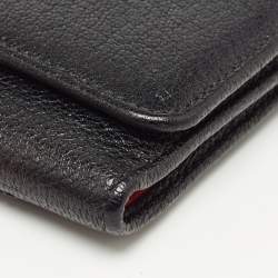 Pre Owned CH Carolina Herrera Black Leather Flap Trifold Continental Wallet