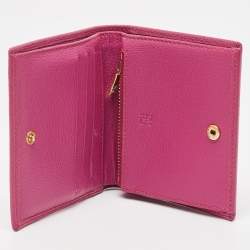 Pre Owned CH Carolina Herrera Magenta Monogram Leather Compact Wallet