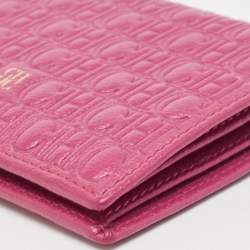 Pre Owned CH Carolina Herrera Magenta Monogram Leather Compact Wallet
