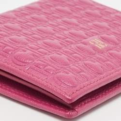 Pre Owned CH Carolina Herrera Magenta Monogram Leather Compact Wallet
