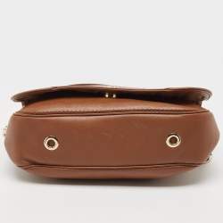 مملو كة مسبقًا CH Carolina Herrera Brown Monogram Leather Flap Shoulder Bag