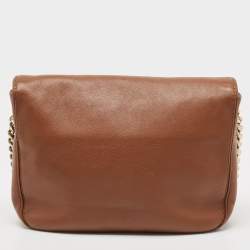 مملوكة مسبقًا CH Carolina Herrera Brown Monogram Leather Flap Shoulder Bag