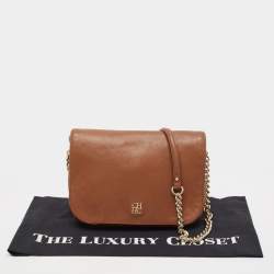 مملوكة مسبقًا CH Carolina Herrera Brown Monogram Leather Flap Shoulder Bag