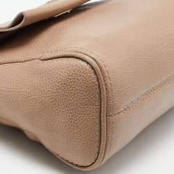 Pre Owned CH Carolina Herrera Beige Leather Minuetto Flap Top Handle Bag