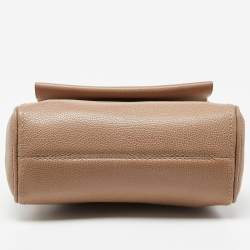 Pre Owned CH Carolina Herrera Beige Leather Minuetto Flap Top Handle Bag