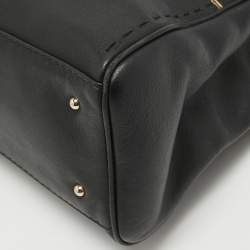 Pre Owned CH Carolina Herrera Black Leather Charm Tote